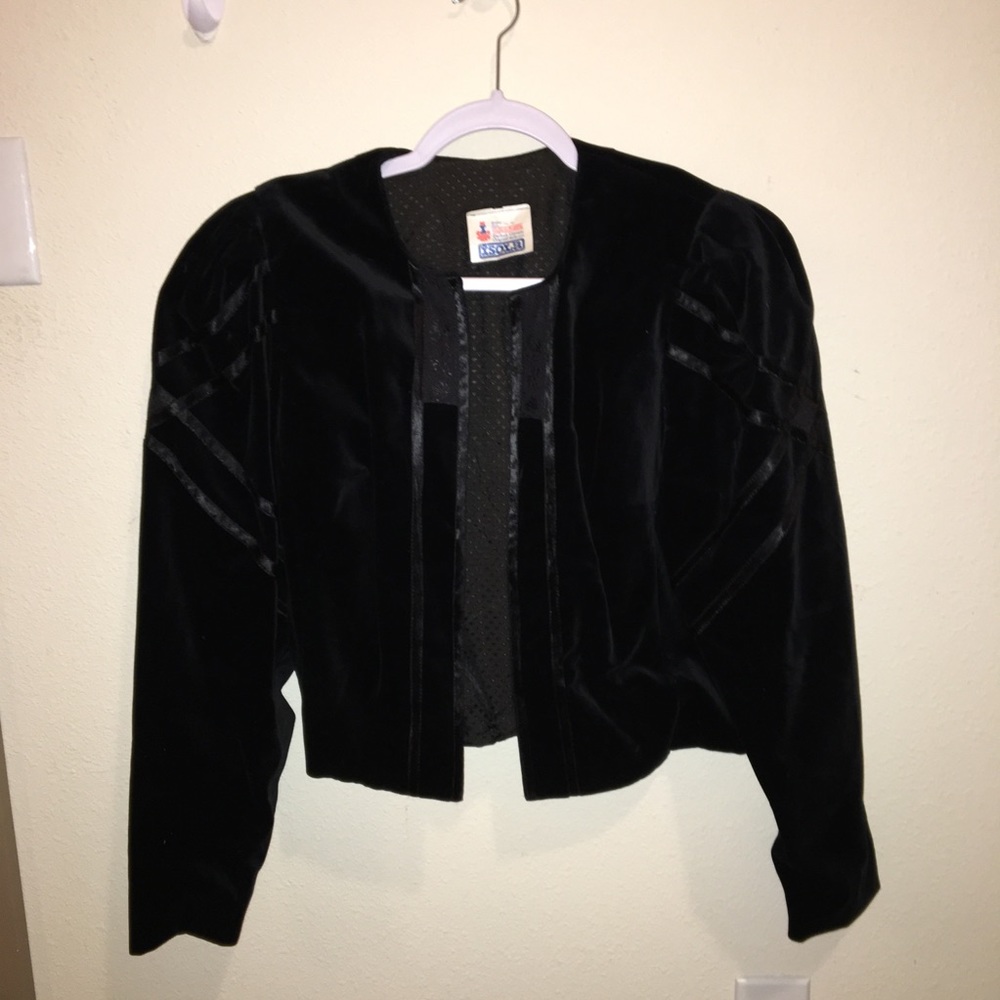 Vintage cropped velvet and satin blazer